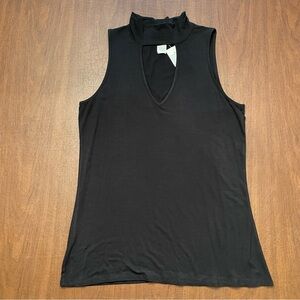 Only Nine Petite NWT Women’s Black Mock Neck Deep V-Neck Sleeveless Tank Top PM